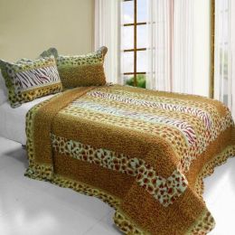 [Golden Time] Cotton 3PC Vermicelli-Quilted Printed Quilt Set (Full/Queen Size)