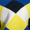 [Little Smile] Vermicelli-Quilted Patchwork Geometric Quilt Set Full/Queen