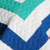 [Sea's Passion] Vermicelli-Quilted Patchwork Geometric Quilt Set Full/Queen