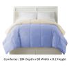 Genoa King Size Box Quilted Reversible Comforter ; Blue and Cream; DunaWest