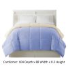 Genoa King Size Box Quilted Reversible Comforter ; Blue and Cream; DunaWest