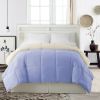 Genoa King Size Box Quilted Reversible Comforter ; Blue and Cream; DunaWest