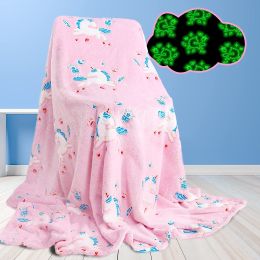Glow in The Dark Blanket Unicorn Gifts for Girls Kids;  Super Soft Blanket for 1-10 Year Old Birthday Christmas Halloween Thanksgiving Easter Gifts; (Color: Unicorn Rainbow)