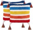 Boho Tufted Pillow Cover 18 x 18 Inches 1/2PCS Throw Pillowcase Handmade Colorful Decorative Cushion Case with Tassel for Sofa Couch Chair Bed