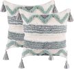 Boho Tufted Pillow Cover 18 x 18 Inches 1/2PCS Throw Pillowcase Handmade Colorful Decorative Cushion Case with Tassel for Sofa Couch Chair Bed