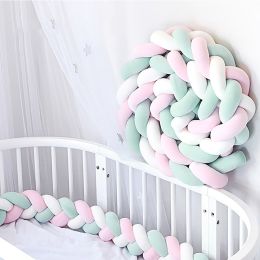 Soft Knot Pillow Bed Surround Protection Knot Cotton Pad Pillow Cushion for Sofa Bed Living Room Bedroom Decor (Color: Pink/White/Green-Bundle, size: 6.6FT)
