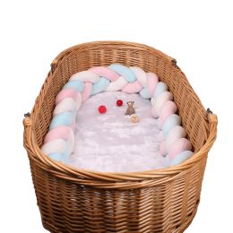 Soft Knot Pillow Bed Surround Protection Knot Cotton Pad Pillow Cushion for Sofa Bed Living Room Bedroom Decor (Color: Pink/White/Blue-Bundle, size: 9.8FT)
