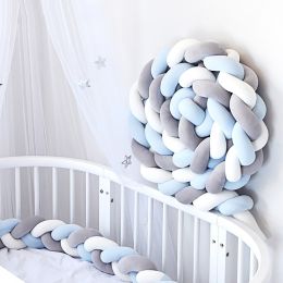 Soft Knot Pillow Bed Surround Protection Knot Cotton Pad Pillow Cushion for Sofa Bed Living Room Bedroom Decor (Color: Gray/White/Blue-Bundle, size: 6.6FT)