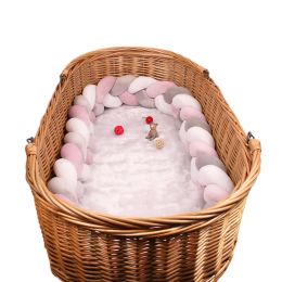 Soft Knot Pillow Bed Surround Protection Knot Cotton Pad Pillow Cushion for Sofa Bed Living Room Bedroom Decor (Color: Gray/White/Pink-Bundle, size: 9.8FT)