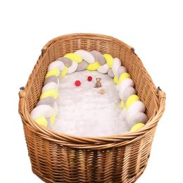 Soft Knot Pillow Bed Surround Protection Knot Cotton Pad Pillow Cushion for Sofa Bed Living Room Bedroom Decor (Color: Gray/White/Yellow-Bundle, size: 6.6FT)