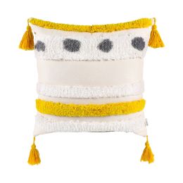 Boho Tufted Pillow Cover 18 x 18 Inches 1/2PCS Throw Pillowcase Handmade Colorful Decorative Cushion Case with Tassel for Sofa Couch Chair Bed (Style: Moroccan Stripes, Quantity: 1)