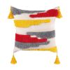 Boho Tufted Pillow Cover 18 x 18 Inches 1/2PCS Throw Pillowcase Handmade Colorful Decorative Cushion Case with Tassel for Sofa Couch Chair Bed