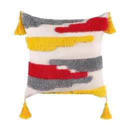Boho Tufted Pillow Cover 18 x 18 Inches 1/2PCS Throw Pillowcase Handmade Colorful Decorative Cushion Case with Tassel for Sofa Couch Chair Bed (Style: Late Autumn, Quantity: 1)