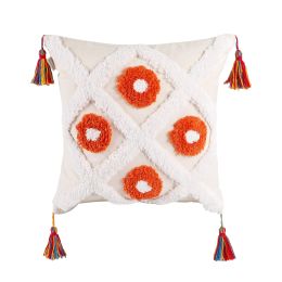 Boho Tufted Pillow Cover 18 x 18 Inches 1/2PCS Throw Pillowcase Handmade Colorful Decorative Cushion Case with Tassel for Sofa Couch Chair Bed (Style: Fluffy Garden, Quantity: 1)