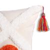 Boho Tufted Pillow Cover 18 x 18 Inches 1/2PCS Throw Pillowcase Handmade Colorful Decorative Cushion Case with Tassel for Sofa Couch Chair Bed